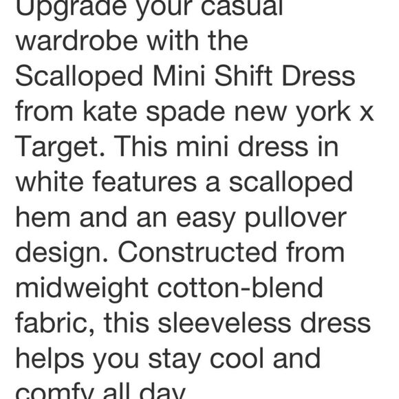 🆕👗Kate Spade New York Women's White Scalloped Mini Shift Dress, Sz 3XL - Picture 10 of 10